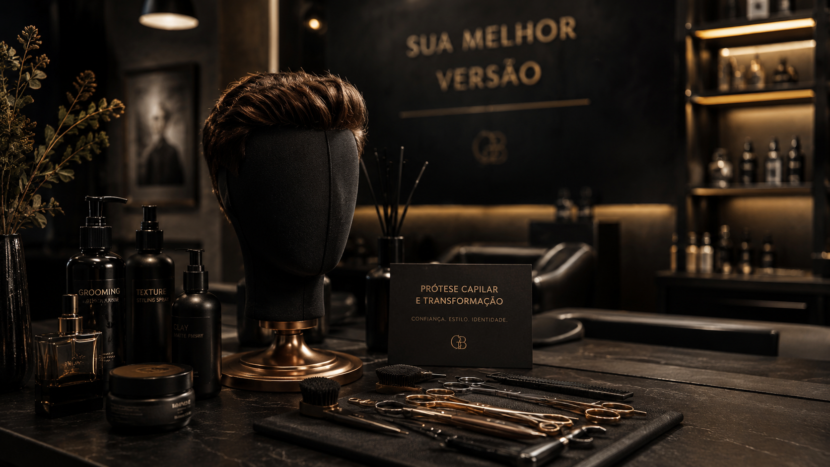 Imagem conceptual de serviços de prótese capilar e transformação