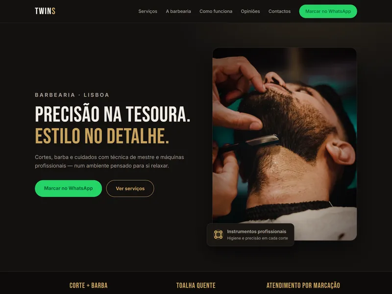 Site da barbearia Twins