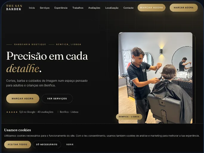 Site da The San Barber — Barbearia em Benfica